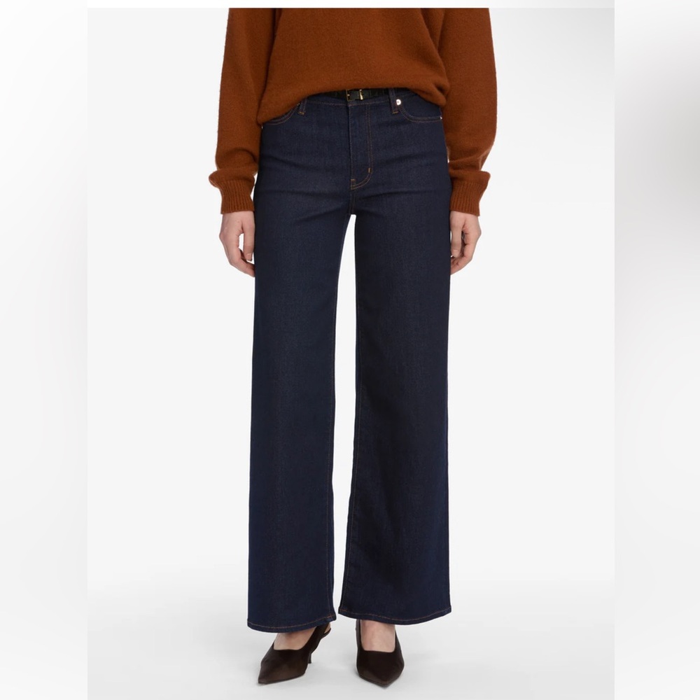 FRAME Le Slim Palazzo Wide Leg Dark Wash Jeans Rinse 27